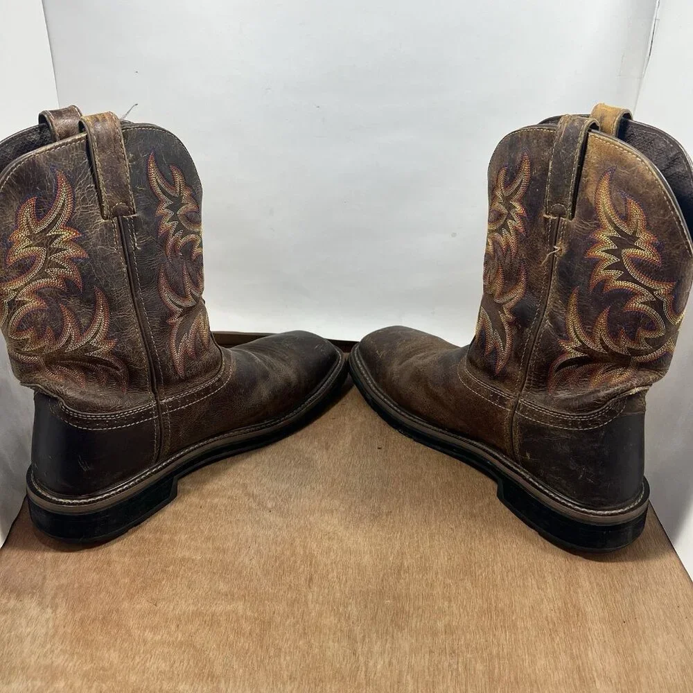 Justin Original Workboots Boots Mens Size 11.5 Brown Steel Toe Square Toe WK4682